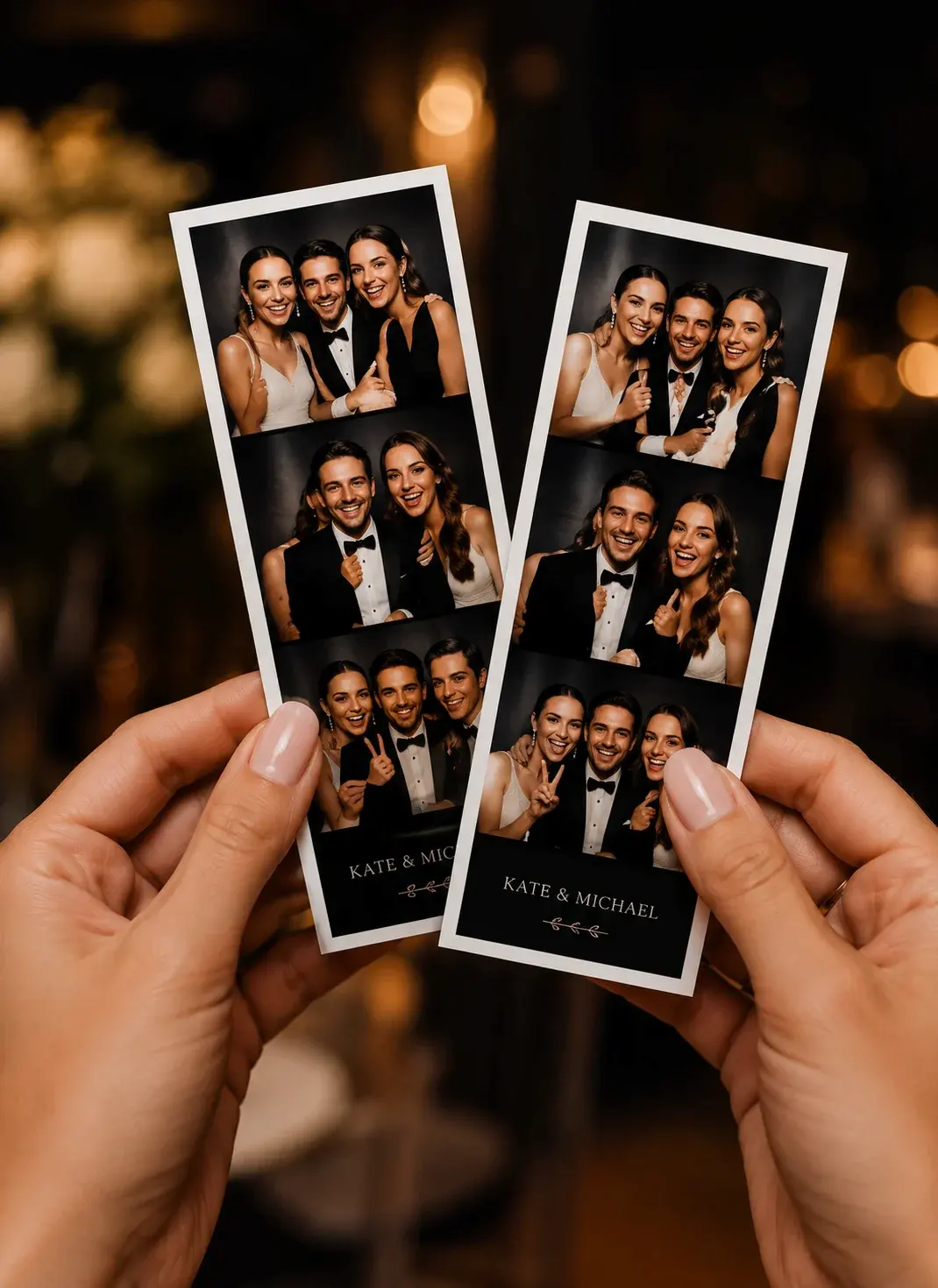 Personalized photo strips printed during a Charleston wedding